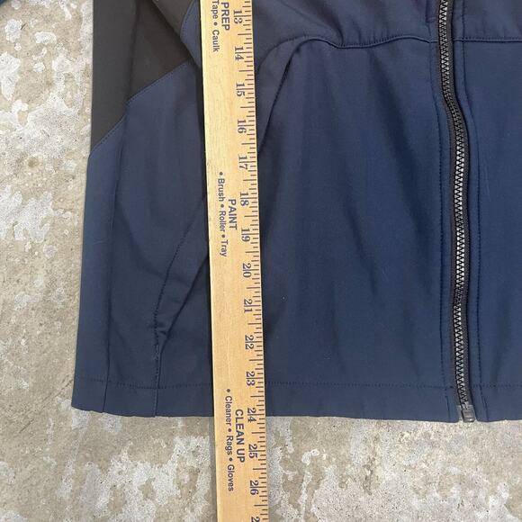 HEB Employee Jacket Mens Medium Blue Black Full Zip Soft Shell Hooded Lined - Picture 10 of 11